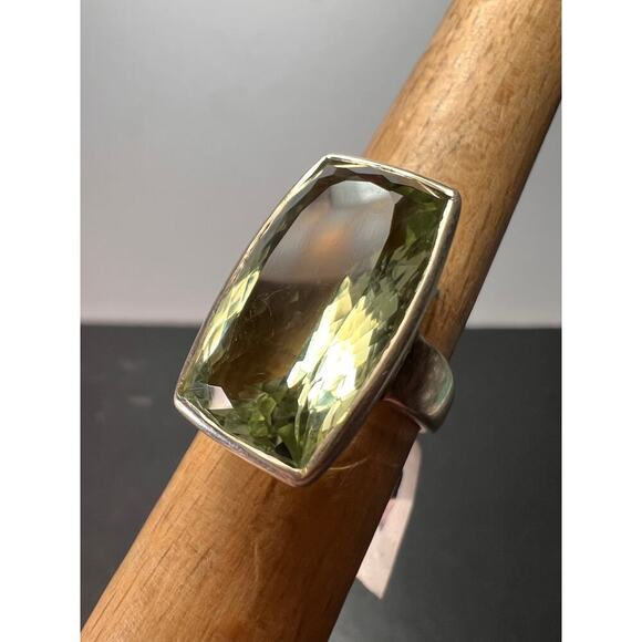 NEW cushion cut Prasiolite sterling silver ring size 7 - Picture 4 of 11